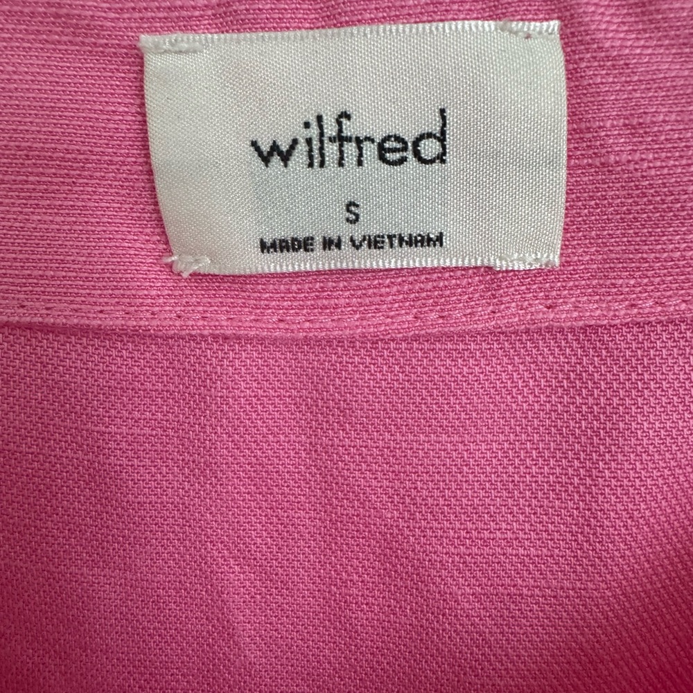 Aritzia/Wilfred Pink Puff Sleeve Ruched Blouse - Picture 2 of 7